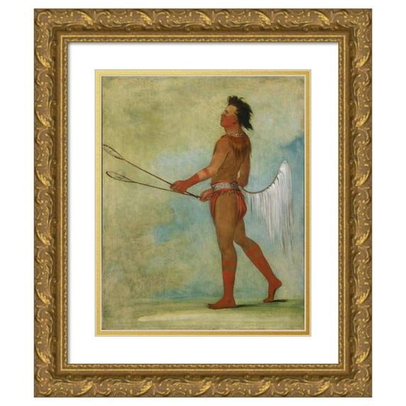 George Catlin 15x18 Gold Ornate Wood Frame and Double Matted Museum Art Print Titled - Tul-Lock-Chish-Ko, Drinks the Juice of the Stone, in Ball-Player's Dress (1834)