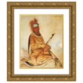 thumbnail image 1 of George Catlin 15x18 Gold Ornate Wood Frame and Double Matted Museum Art Print Titled - W’Y-Ee-Yogh, Man of Sense, a Brave (1832), 1 of 4