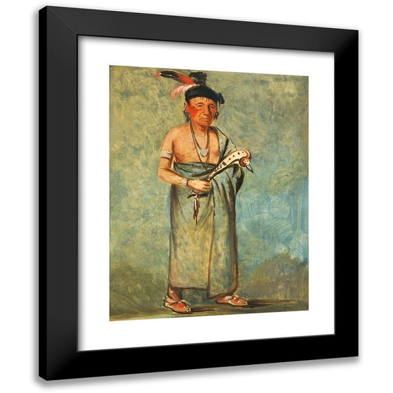 George Catlin 19x24 Black Modern Framed Museum Art Print Titled - Span-E-O-Nee-Kaw, the Spaniard (1828)