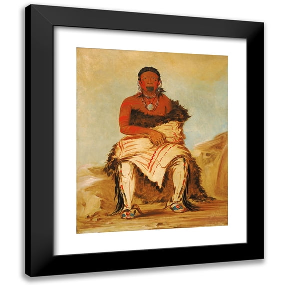 George Catlin 20x24 Black Modern Framed Museum Art Print Titled - Day-Shah-Le-Lath-Hix, Man Chief, a Pawnee Republican (1832)