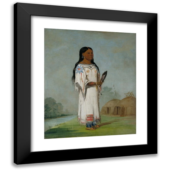 George Catlin 20x24 Black Modern Framed Museum Art Print Titled - Seet-Se-Be-A, Midday Sun, a Pretty Girl (1832)