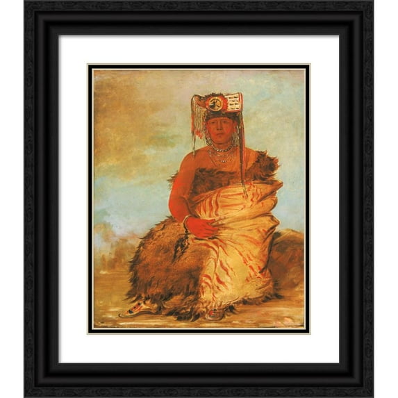 George Catlin 20x24 Black Ornate Framed Double Matted Museum Art Print Titled: La-Kee-Too-Wi-Ra-Sha, Little Chief, a Tapage Pawnee Warrior (1832)