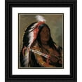 thumbnail image 1 of George Catlin 20x24 Black Ornate Framed Double Matted Museum Art Print Titled: Tah-Teck-A-Da-Hair, Steep Wind, a Brave of the Bad Arrow Points Band (1832), 1 of 5