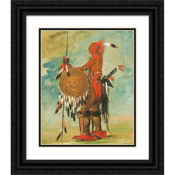 George Catlin 20x24 Black Ornate Framed Double Matted Museum Art Print Titled: Wah-Pa-Ko-Hala-Kuk, Bear's Track (1835)