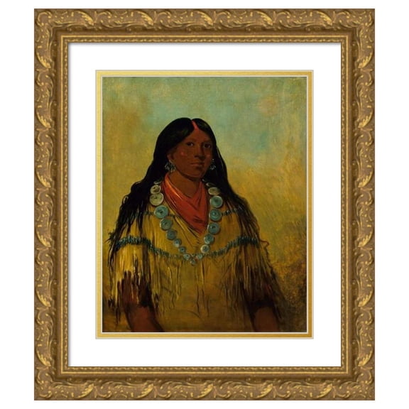George Catlin 20x24 Gold Ornate Framed and Double Matted Museum Art Print Titled - Tchow-Ee-Put-O-Kaw, a Woman (1834)