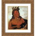 thumbnail image 1 of George Catlin 2x Matted 20x24 Gold Ornate Framed Art Print 'Little Bear, Hunkpapa Brave', 1 of 2