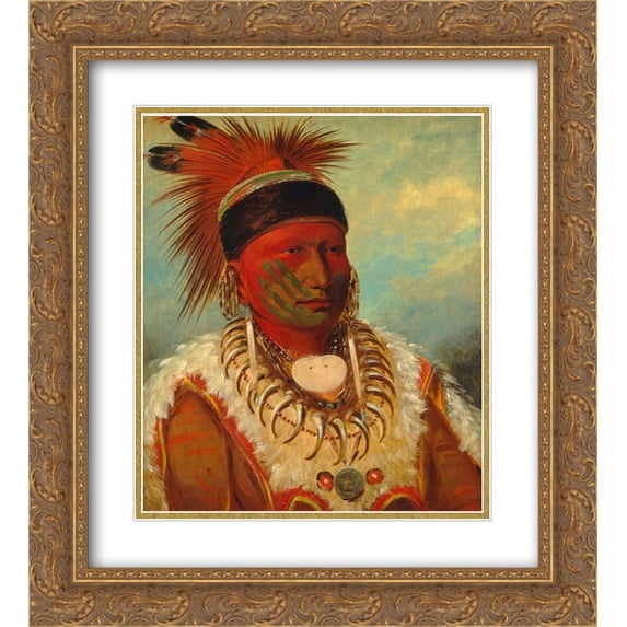 George Catlin 2x Matted 20x24 Gold Ornate Framed Art Print 'The White Cloud, Head Chief of the Iowa'