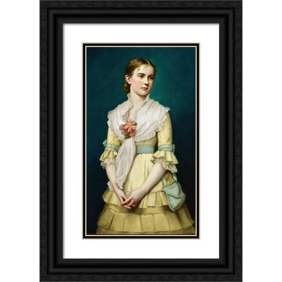 George Chickering Munzig 16x24 Black Ornate Framed Double Matted Museum Art Print Titled: Portrait of a Young Girl (1881)