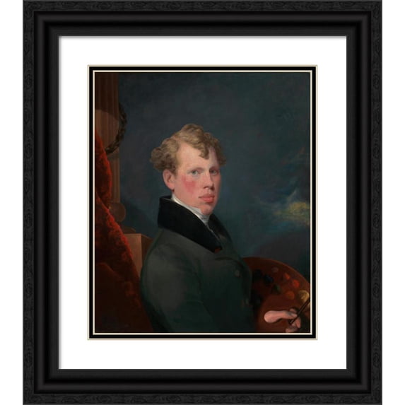 George Chinnery 12x14 Black Ornate Wood Framed Double Matted Museum Art Print Titled: Self-Portrait (1800)