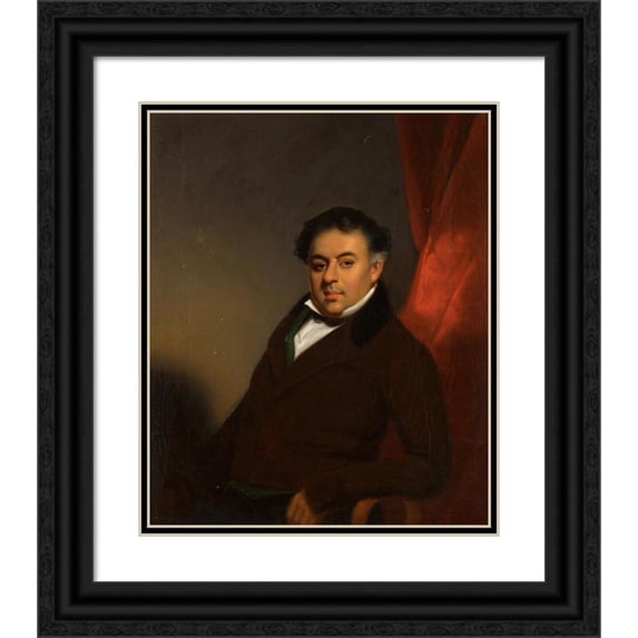 George Chinnery 15x18 Black Ornate Wood Framed Double Matted Museum Art Print Titled - Portrait Of A Gentleman, Said to Be Mr Da Silva