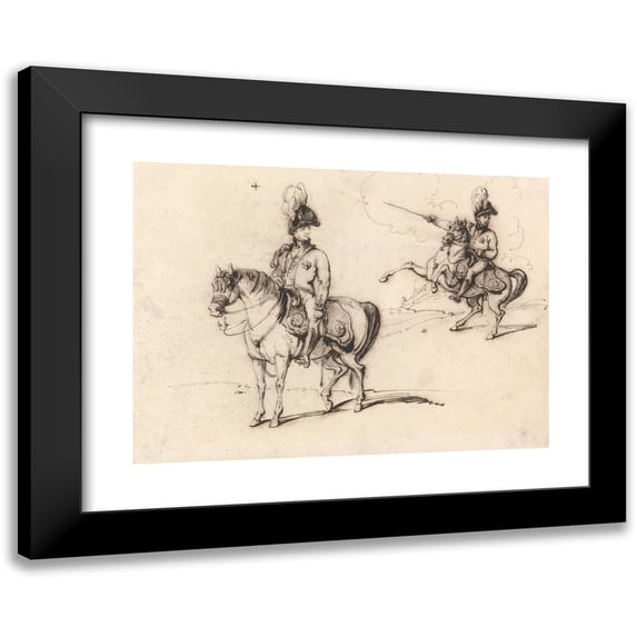 George Chinnery 18x14 Black Modern Framed Museum Art Print Titled - Equestrian Studies of an English Officer