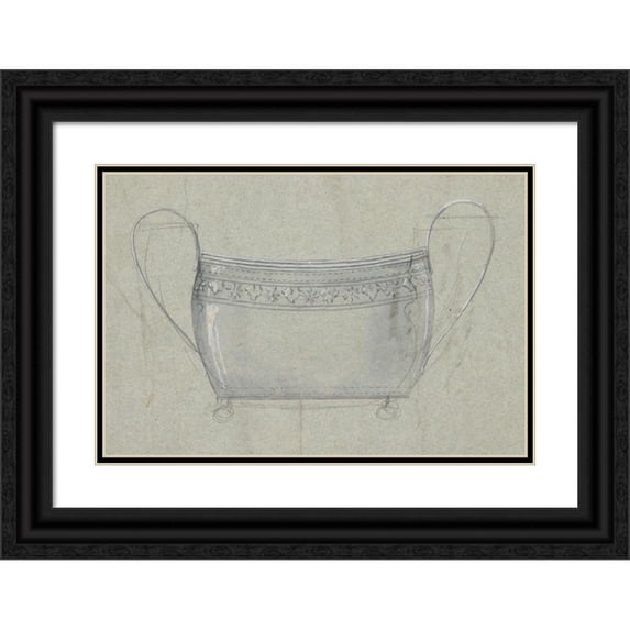 George Christian Gebelein 18x13 Black Ornate Wood Framed Double Matted Museum Art Print Titled - Presentation Drawing (Reworked) for a Sugar Bowl (1915)