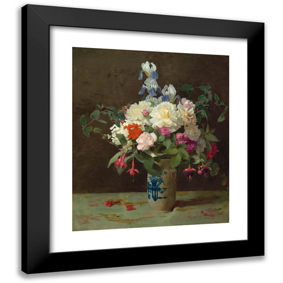 George Cochran Lambdin 20x23 Black Modern Framed Museum Art Print Titled - Vase of Flowers