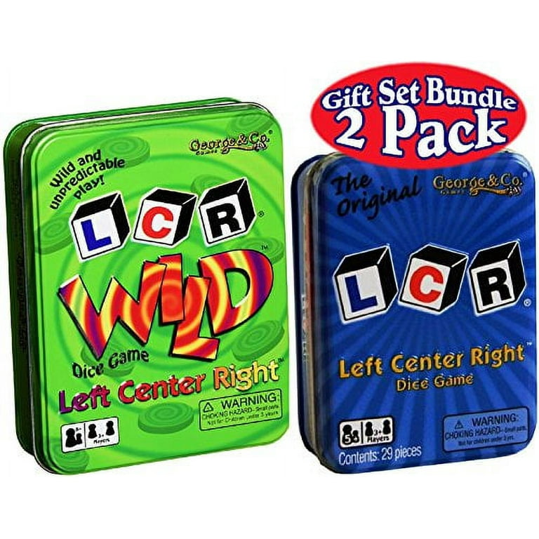 LCR Dice Game Set in Blue & Green Tin - Fast-Paced Playing 