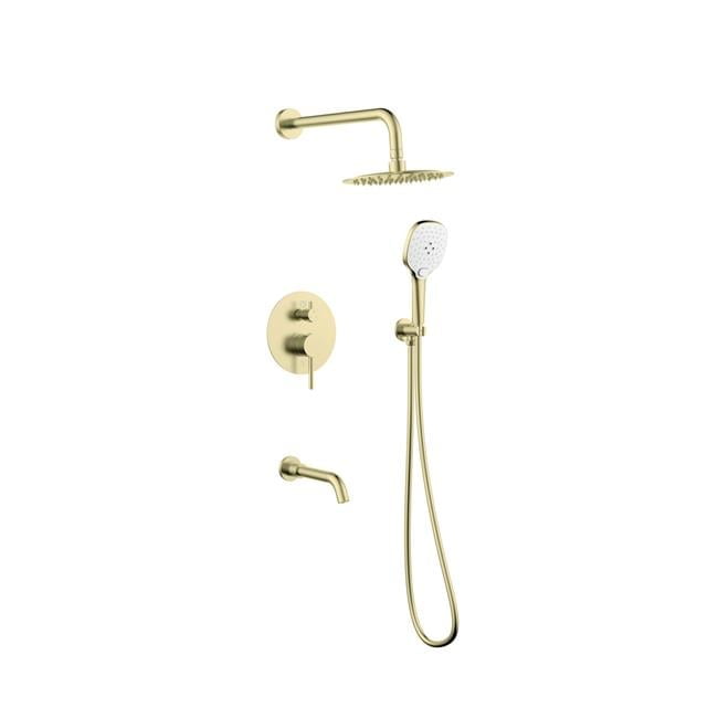 Brushed Gold Brass Wall Mounted Handheld Shower System
