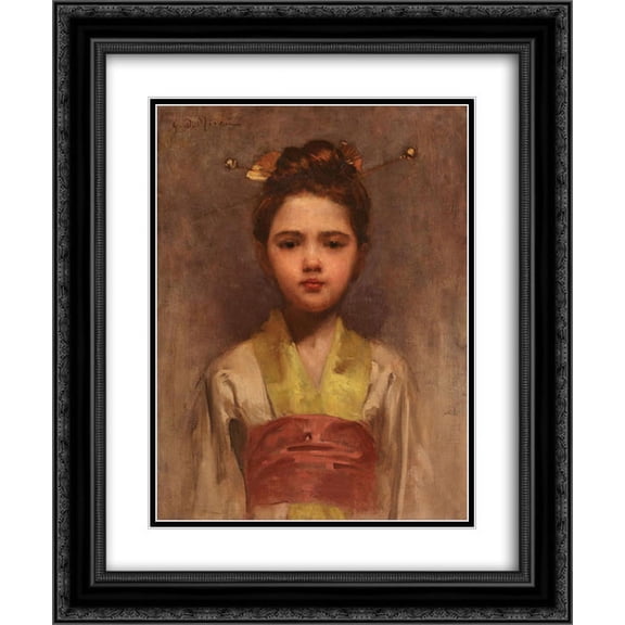 George Demetrescu Mirea 2x Matted 20x24 Black Ornate Framed Art Print 'Little Japanese Girl'