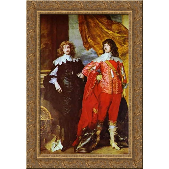 George Digby, 2nd Earl of Bristol and William Russell, 1st Duke of Bedford 24x16 Gold Ornate Wood Framed Canvas Art by Anthony van Dyck