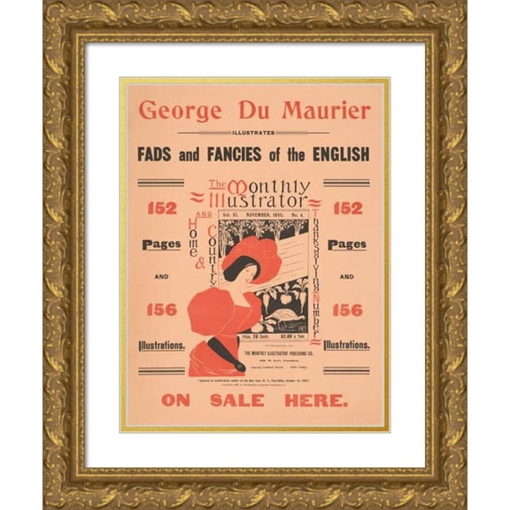 George Du Maurier 15x18 Gold Ornate Wood Frame and Double Matted Museum Art Print Titled - Fads and Fancies of the English. the Monthly Illustrator, November, 1895 (1895)