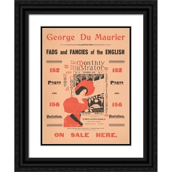 George Du Maurier 19x24 Black Ornate Framed Double Matted Museum Art Print Titled: Fads and Fancies of the English. the Monthly Illustrator, November, 1895 (1895)