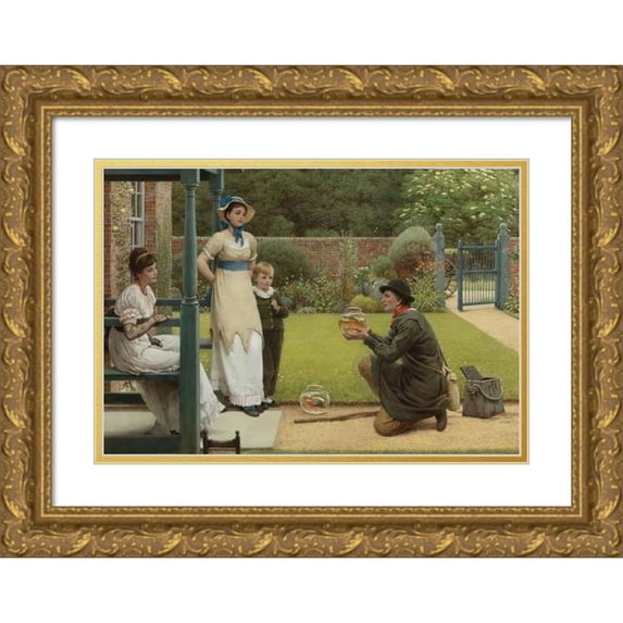 George Dunlop Leslie 24x17 Gold Ornate Framed and Double Matted Museum Art Print Titled - The Goldfish Seller