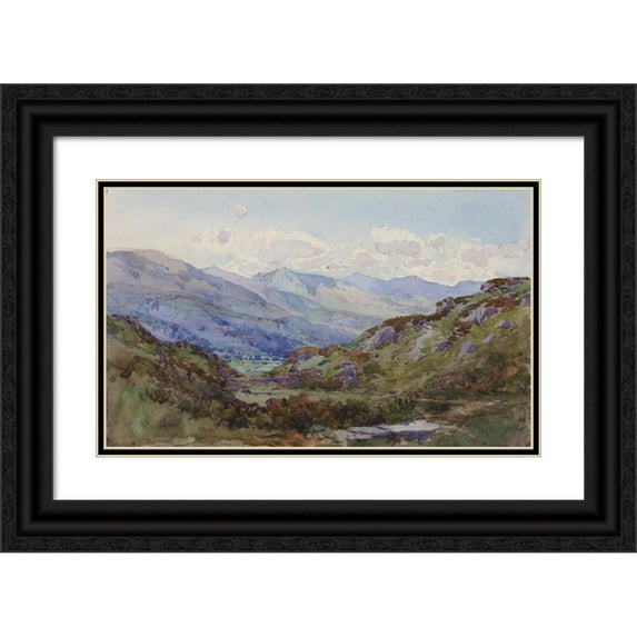 George Elbert Burr 14x11 Black Ornate Wood Framed Double Matted Museum Art Print Titled: From Above Pont-Y-Pant (1899)