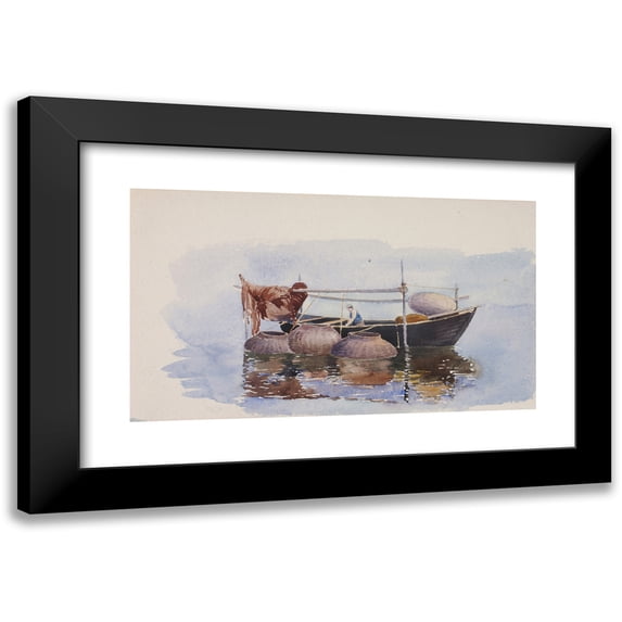 George Elbert Burr 24x15 Black Modern Framed Museum Art Print Titled - Untitled-Fishing Boat (ca. 1900)