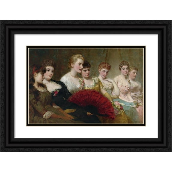George Elgar Hicks 14x11 Black Ornate Wood Framed Double Matted Museum Art Print Titled: Fair Critics (1886)
