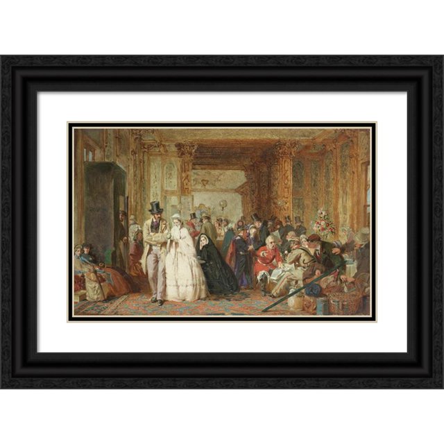 George Elgar Hicks 18x13 Black Ornate Wood Framed Double Matted Museum Art Print Titled - The Buffet, Swindon Station (1863)