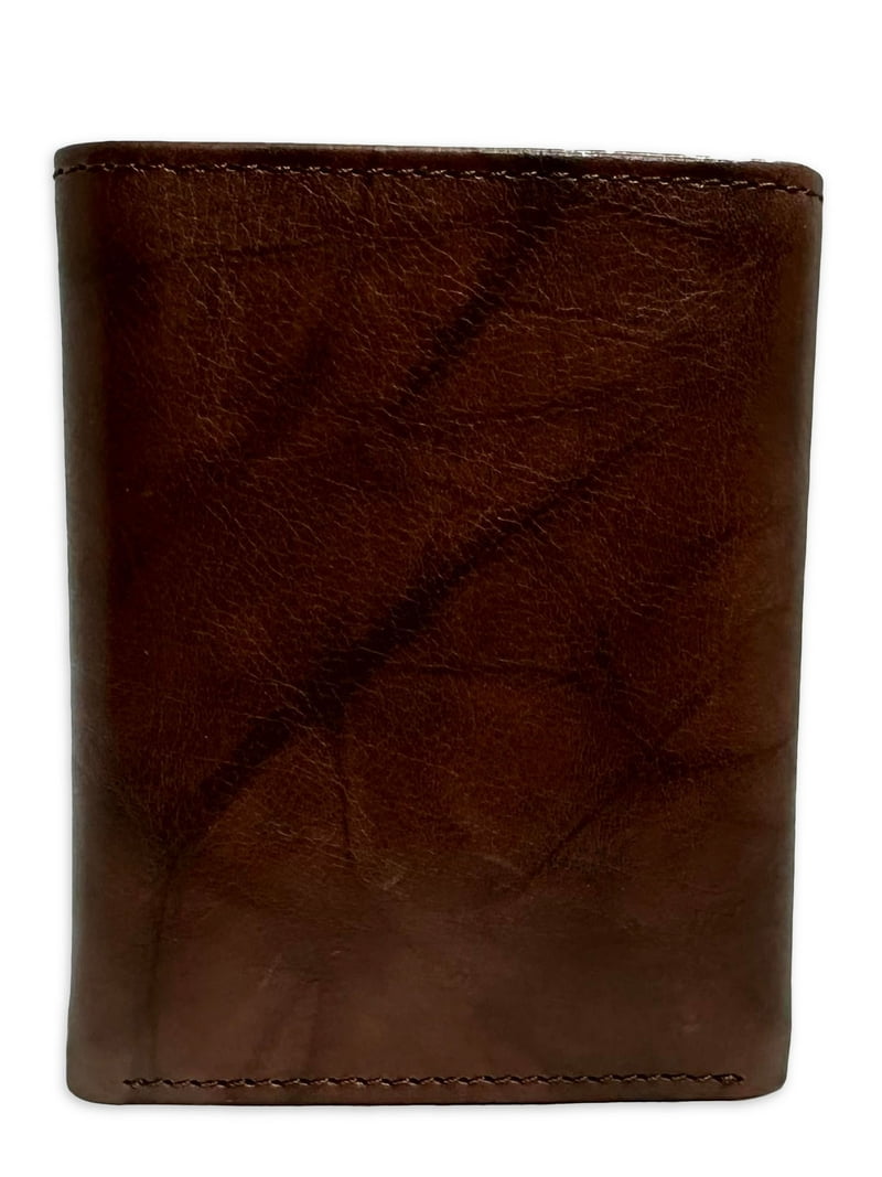 George Men's Crunch Trifold Leather Wallet with Flip ID, Bill