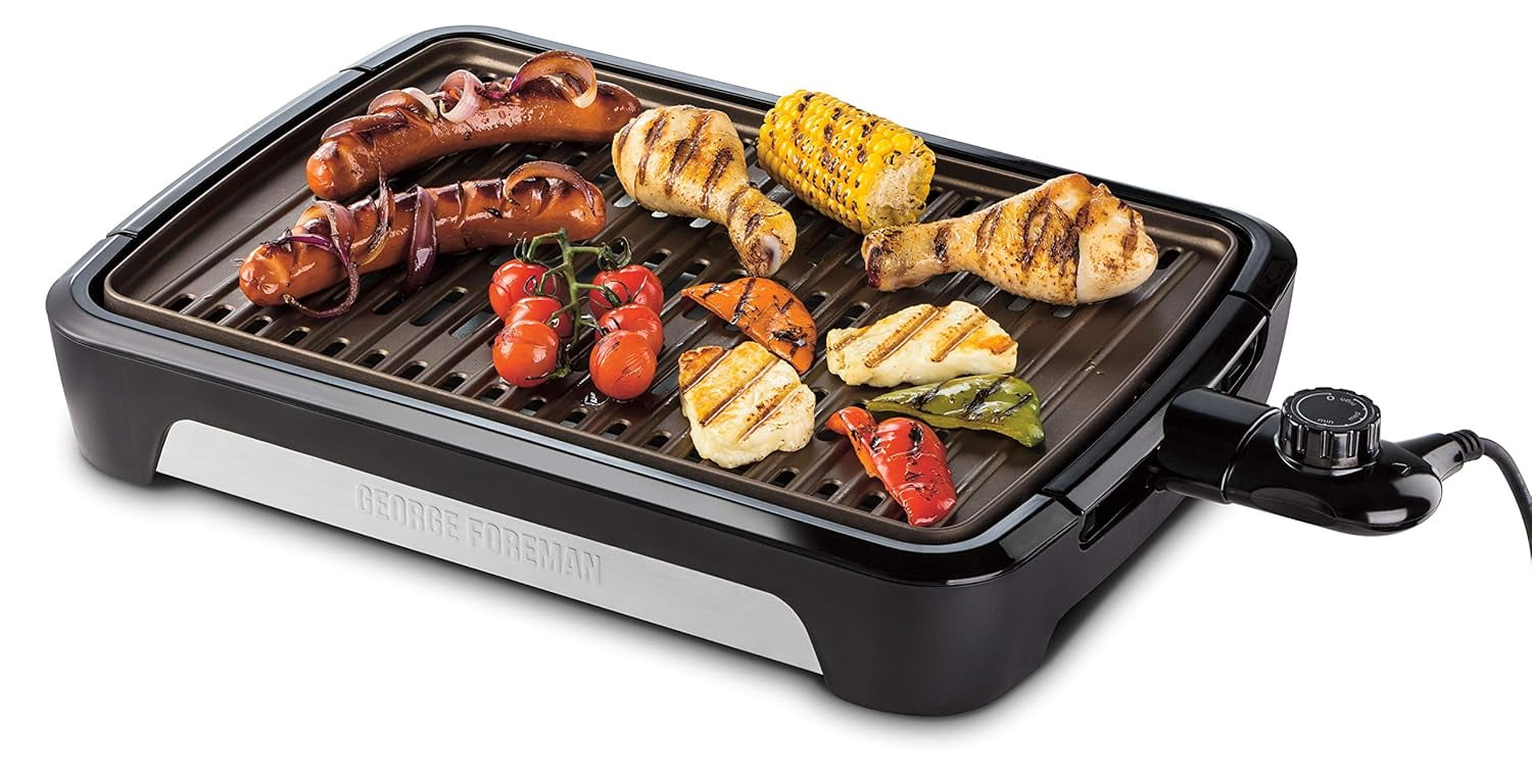 George Foreman 1350W Smokeless Indoor Outdoor Electric BBQ Grill