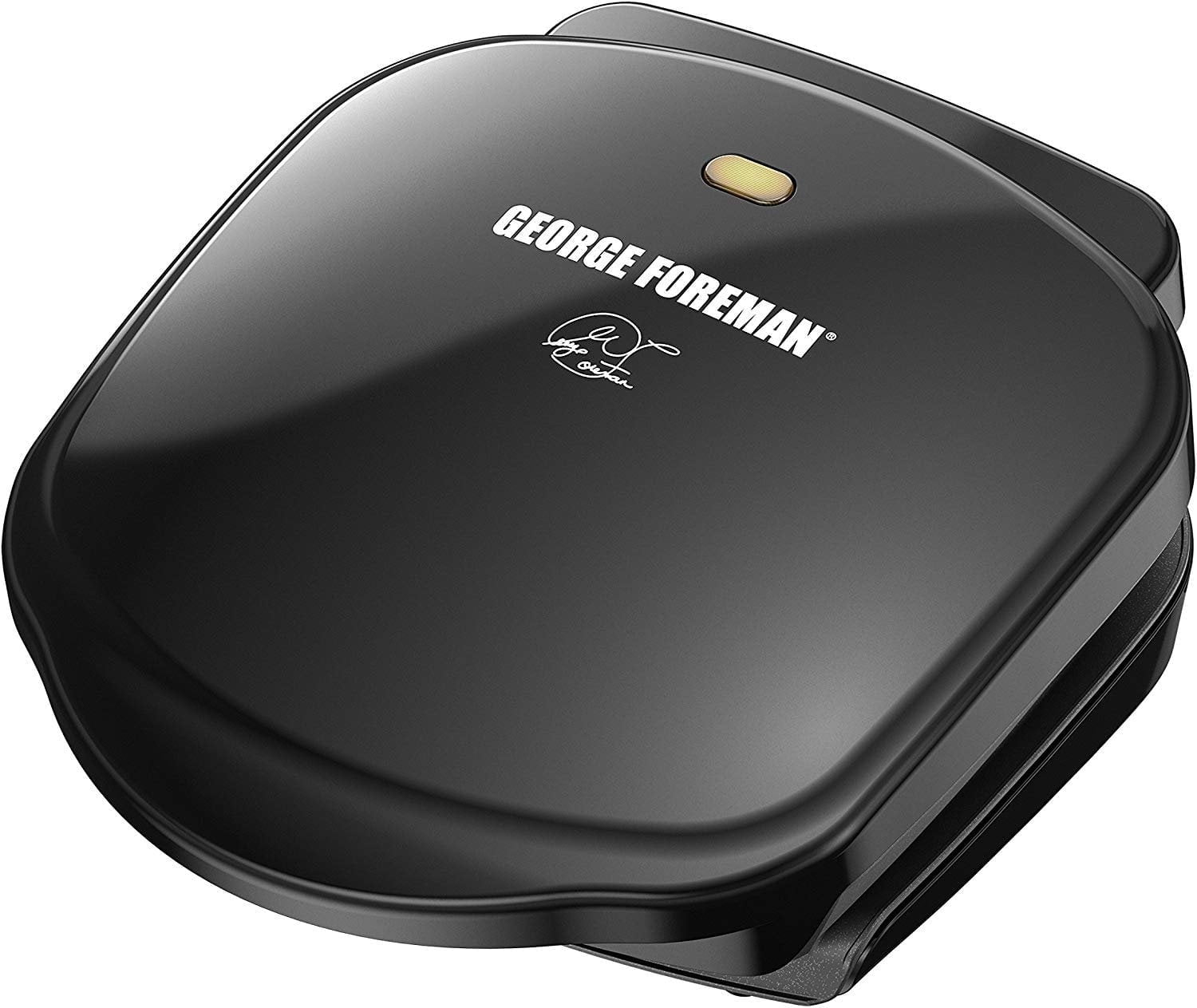George Foreman 2-Serving Classic Plate Electric Indoor Grill and Panini Press, Black