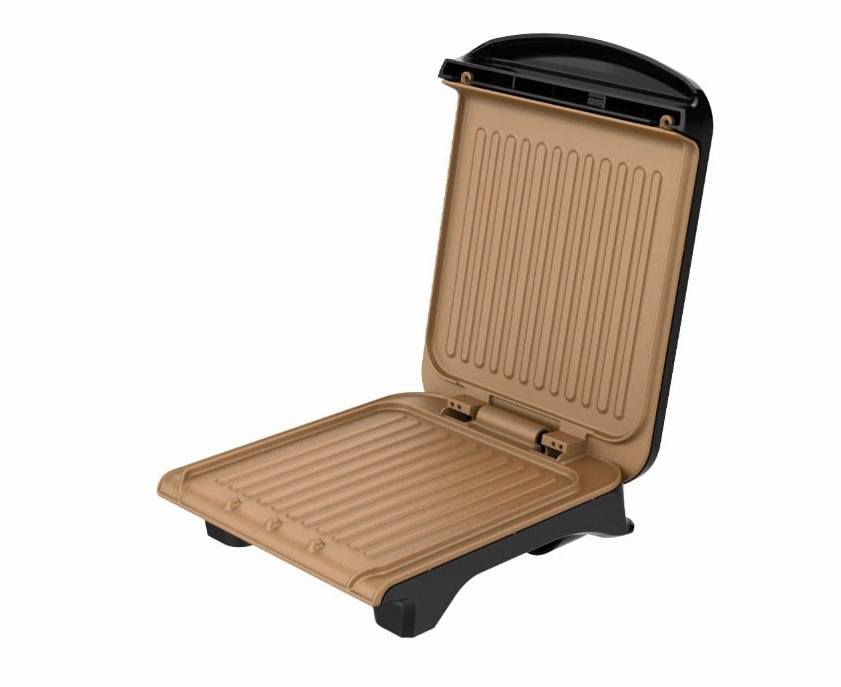 George Foreman 2-Serving Electric Indoor Grill with Non-Stick Plates, Panini Press, Space-Saving Slim Design, Drip Tray, Black Plastic Housing