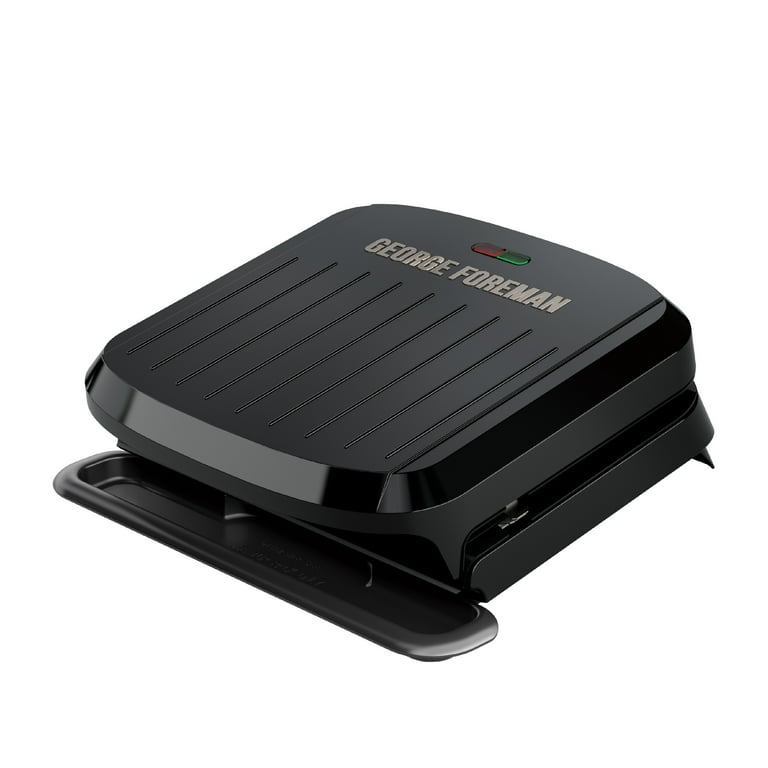 George Foreman 4-Serving Non-Stick Removable Dishwasher Safe Plates,  PFAS Free Grill and Panini Maker, Durable Easy-to-Clean Plastic Housing,