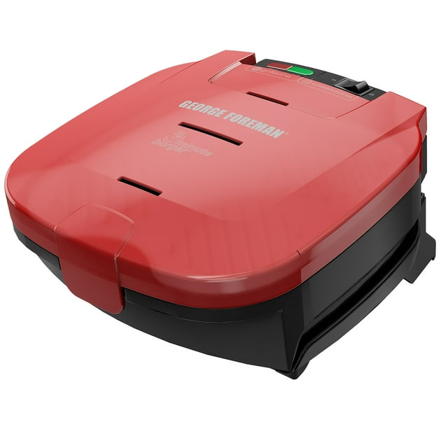 George Foreman 5-Minute Burger Grill, Electric Indoor Grill, Red, GR1036BTR