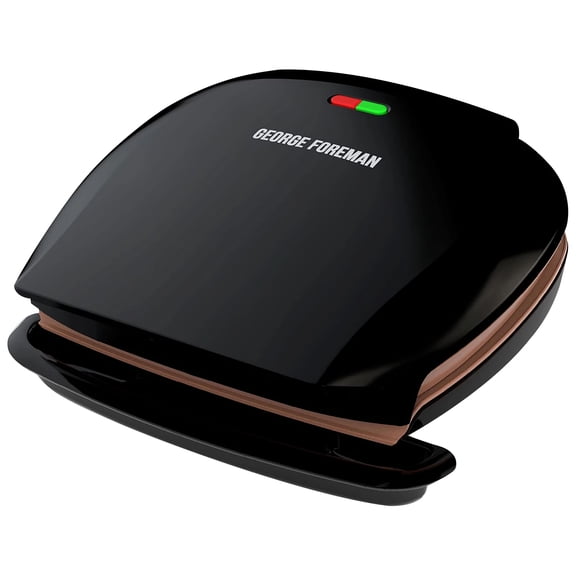 Open Box George Foreman 5-Serving Copper Color Classic Plate Electric Indoor Grill and Panini Press in Black