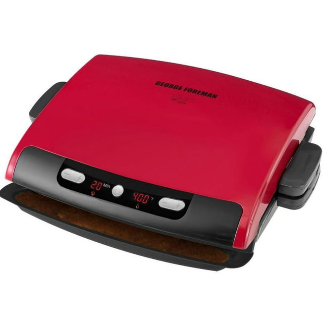 George Foreman 6-Serving Digital Timer & Temp Removable Plate Grill, Red, GRP95R