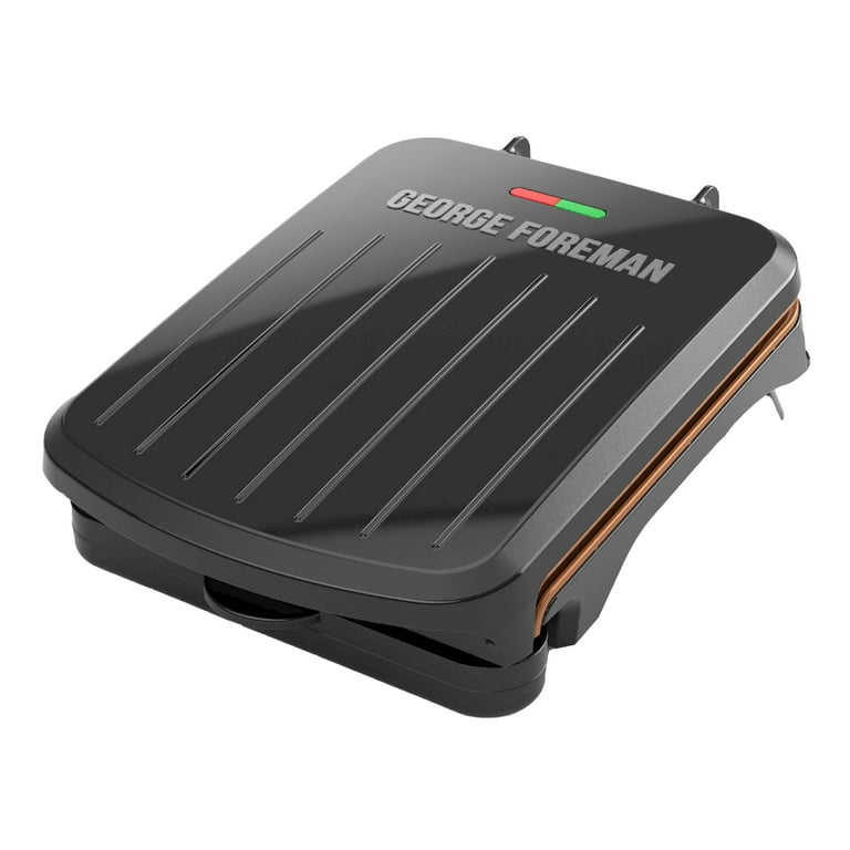 George Foreman Electric Indoor Grill and Panini Press Black with Copper Plates Serves 2 Classic Plate GRS040 Series Walmart