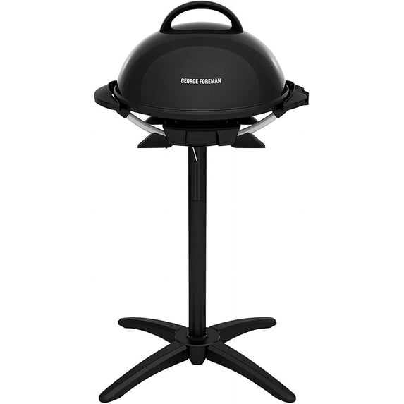 George Foreman Indoor/Outdoor Electric Patio Grill, Apartment Approved, 15-Serving, Removable Stand, Black