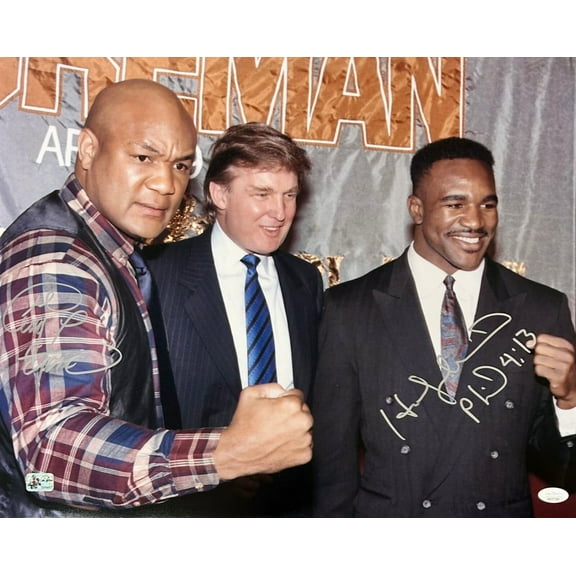 George Foreman & Evander Holyfield Signed 16x20 Photo JSA & George Foreman Authe