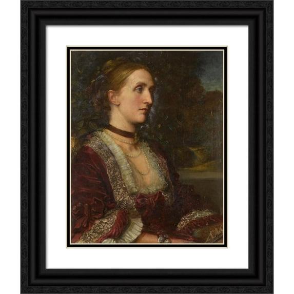 George Frederic Watts 15x18 Black Ornate Wood Framed Double Matted Museum Art Print Titled - Portrait of Mrs Agnes Jane Moore