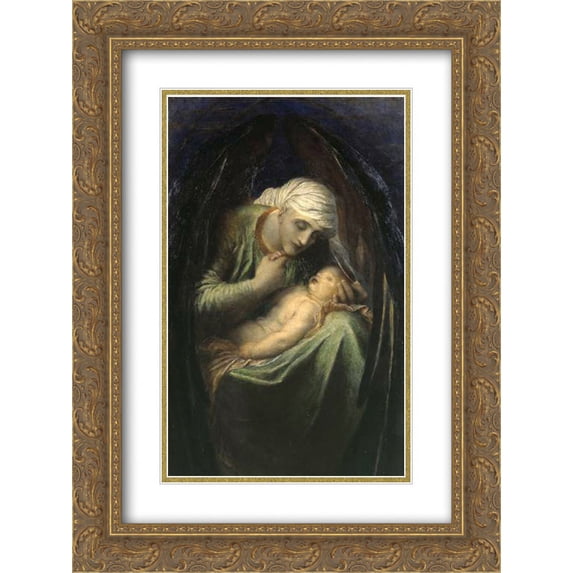 George Frederick Watts 2x Matted 18x24 Gold Ornate Framed Art Print 'Death Crowning Innocence'