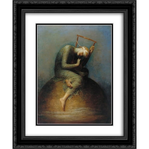 George Frederick Watts 2x Matted 20x24 Black Ornate Framed Art Print 'Hope'