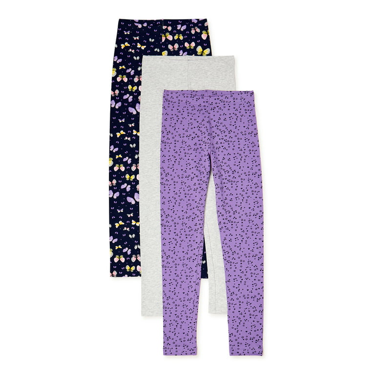 George Girls' Printed and Solid Leggings, 3-Pack, Sizes 4-18 & Plus