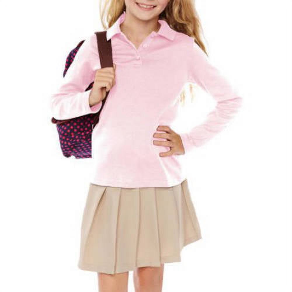 George Girls School Uniform Long Sleeve Polo Shirt (Little Girls & Big Girls) - image 1 of 2