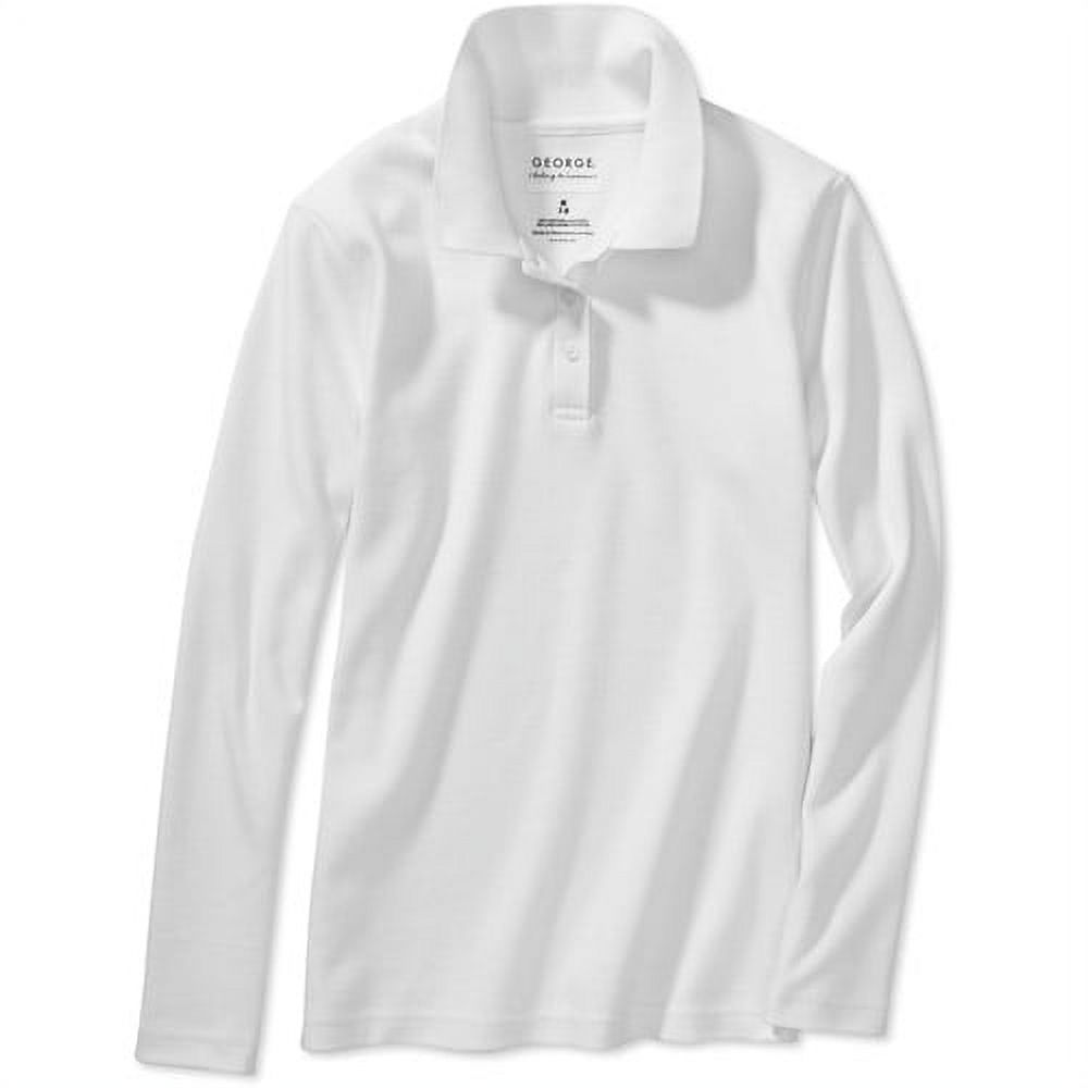 George Girls School Uniform Long Sleeve Polo with Scotchgard Stain Resistant Treatment (Little Girls & Big Girls) - image 1 of 1