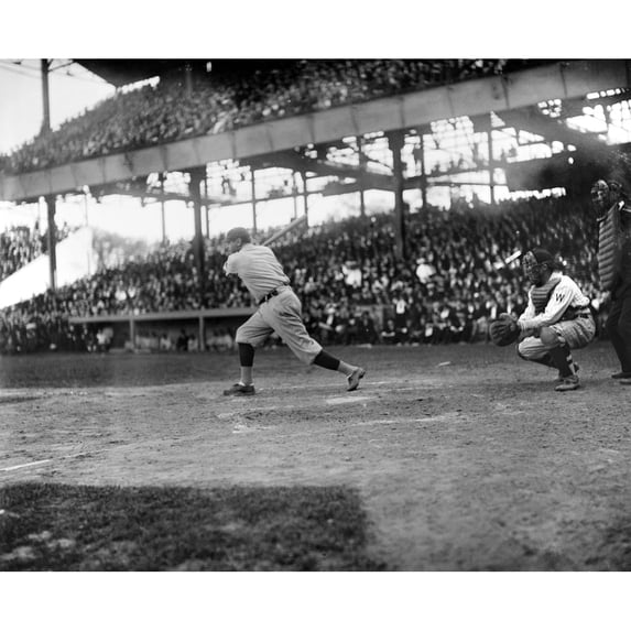 George H. Ruth. Nknown As Babe Ruth. Ruth Swinging At A Pitch During A Game Against The Washington Senators