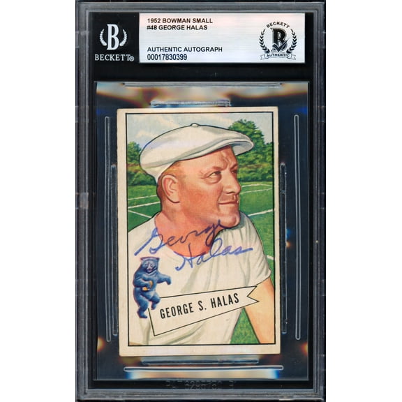 George Halas Autographed 1952 Bowman Small Rookie Card #48 Chicago Bears Beckett BAS #17830399