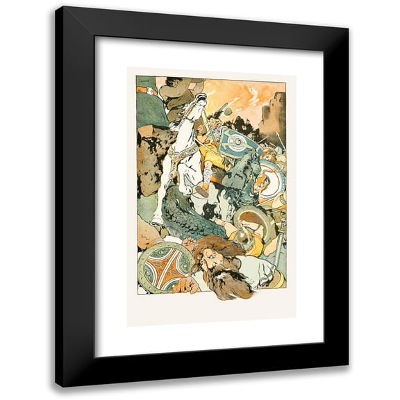 George Hand Wright 11x14 Black Modern Framed Museum Art Print Titled - Then the Awful Fight Began (1901)