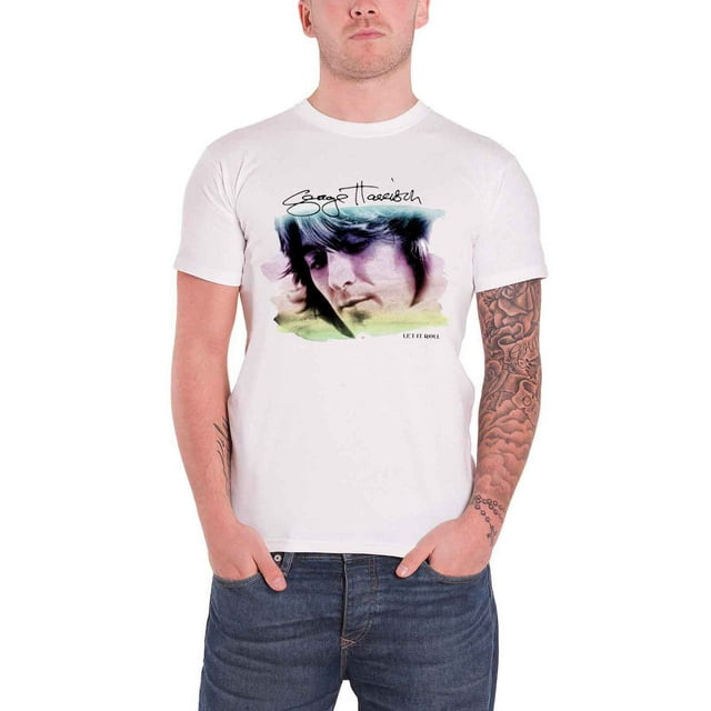 George Harrison T Shirt Water Color Portrait Let It Roll Official White ...