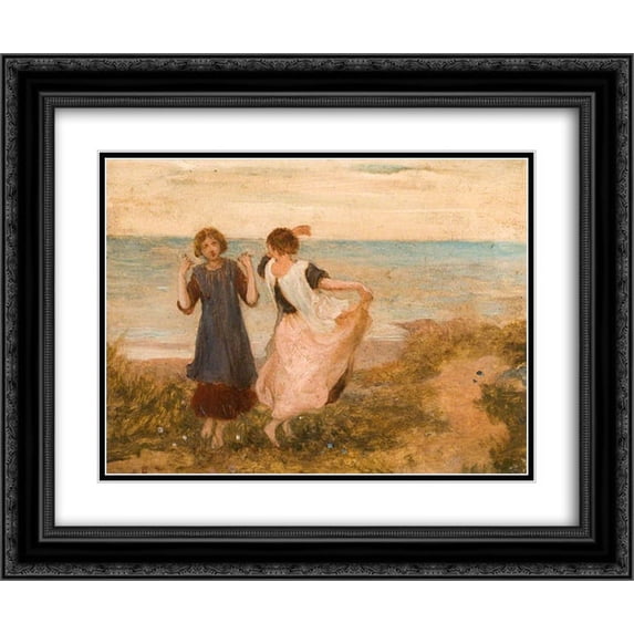 George Hemming Mason 2x Matted 24x20 Black Ornate Framed Art Print 'Girls Dancing, a Pastoral Symphony '